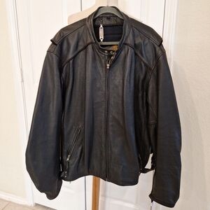 Power Trip Men's 5X Black Leather Motorcycle Jacket